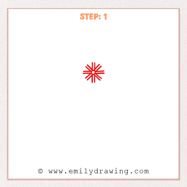 how to draw a dream catcher - A dream catcher begins with a small center circle and evenly spaced spokes radiating outward as a web guide.